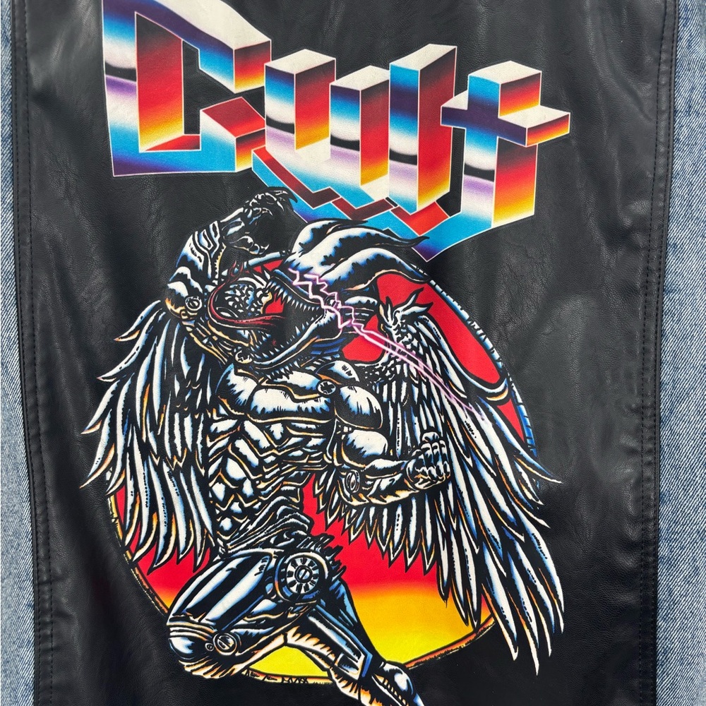 Cult of Individuality Type IV Denim Jacket Maiden Biker Studded Distressed L - Picture 7 of 10